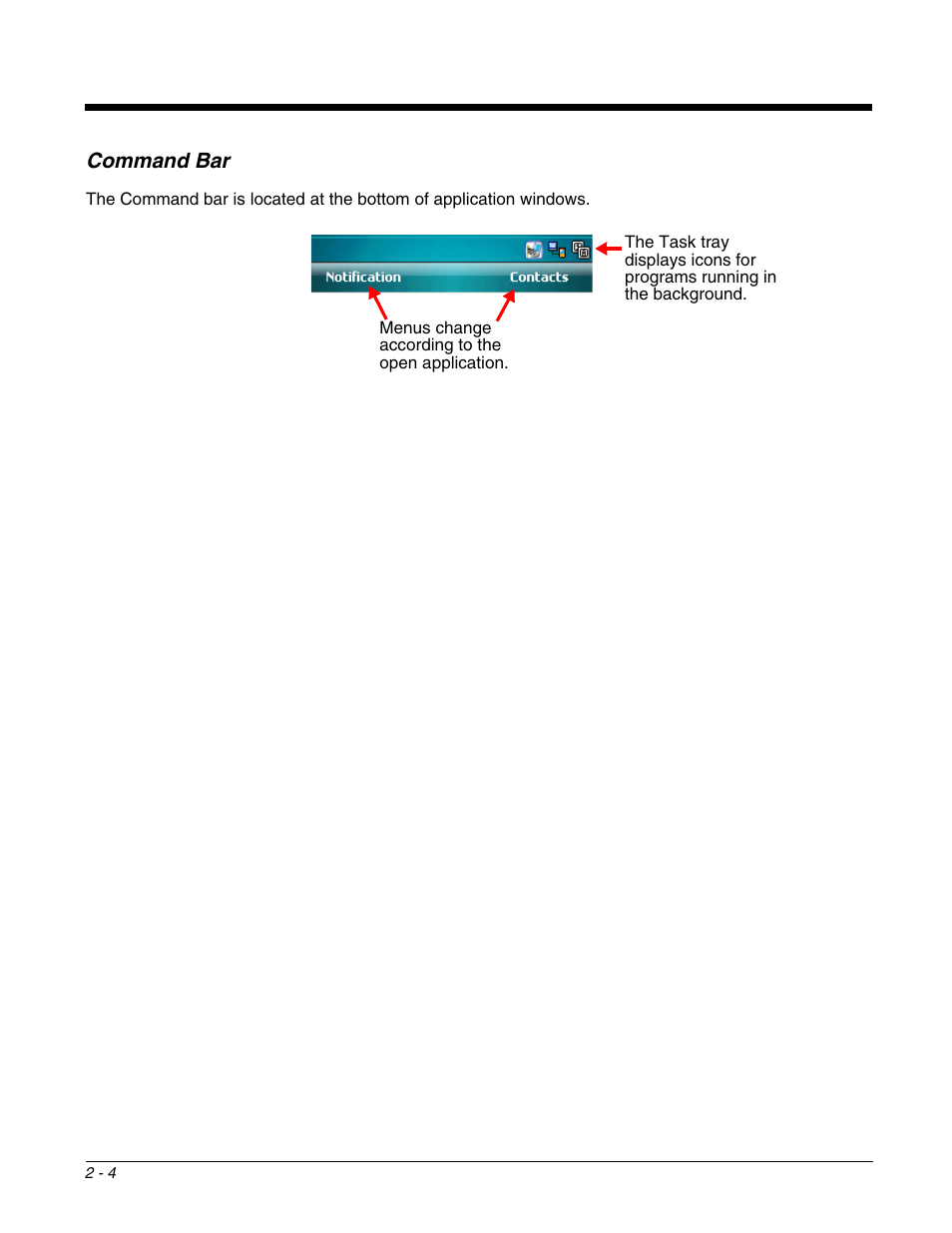 Command bar, Command bar -4 | Honeywell DOLPHIN 9951 User Manual | Page 18 / 154