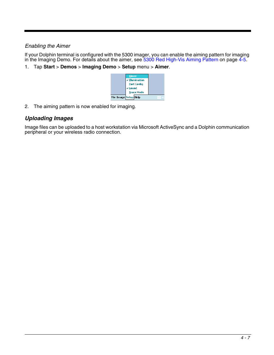 Uploading images, Uploading images -7 | Honeywell DOLPHIN 9951 User Manual | Page 47 / 154