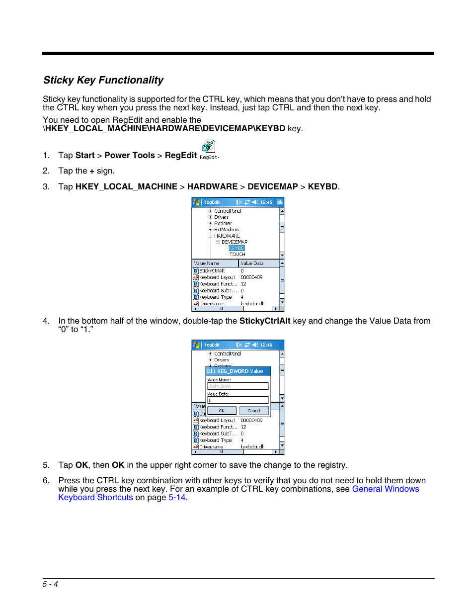 Sticky key functionality, Sticky key functionality -4 | Honeywell DOLPHIN 9951 User Manual | Page 52 / 154