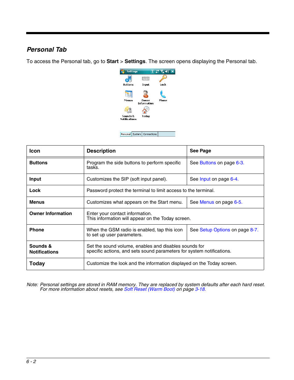 Personal tab, Personal tab -2 | Honeywell DOLPHIN 9951 User Manual | Page 64 / 154