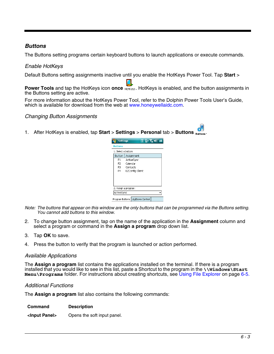 Buttons, Buttons -3 | Honeywell DOLPHIN 9951 User Manual | Page 65 / 154