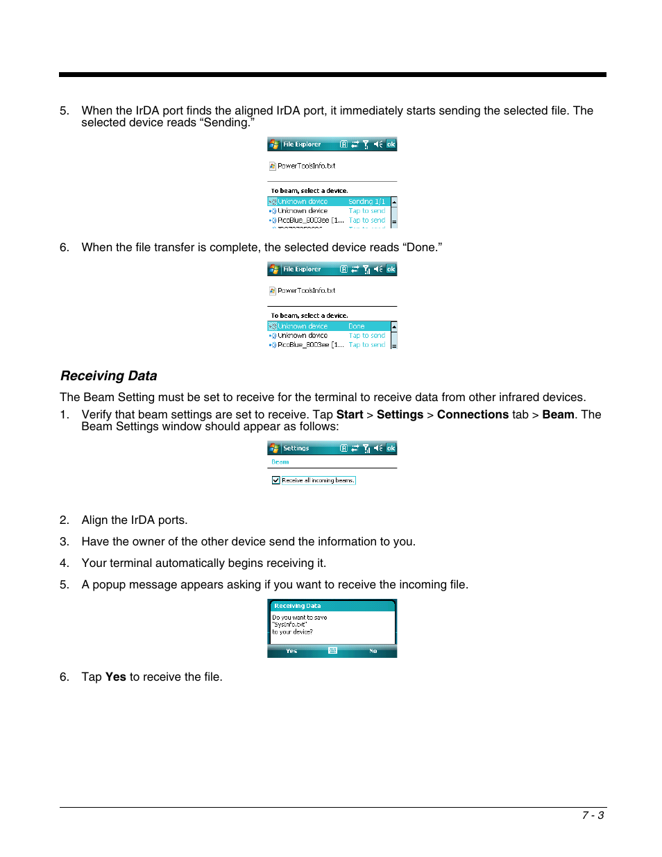 Receiving data, Receiving data -3 | Honeywell DOLPHIN 9951 User Manual | Page 81 / 154