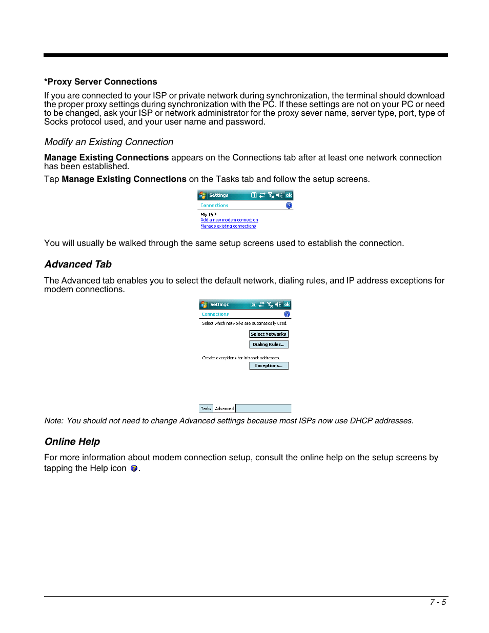 Advanced tab, Online help, Advanced tab -5 | Honeywell DOLPHIN 9951 User Manual | Page 83 / 154