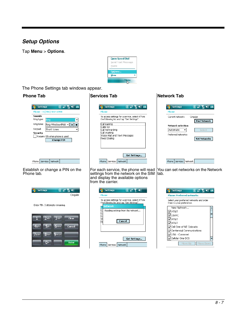 Setup options, Setup options -7 | Honeywell DOLPHIN 9951 User Manual | Page 97 / 154