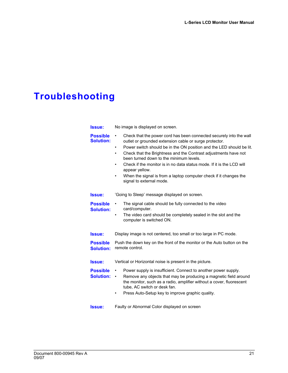 Troubleshooting | Honeywell HMLCD17L User Manual | Page 21 / 24