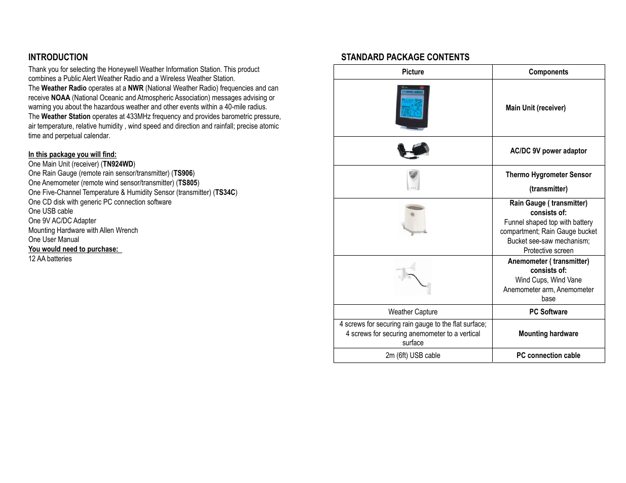 Honeywell TN924W User Manual | Page 2 / 28