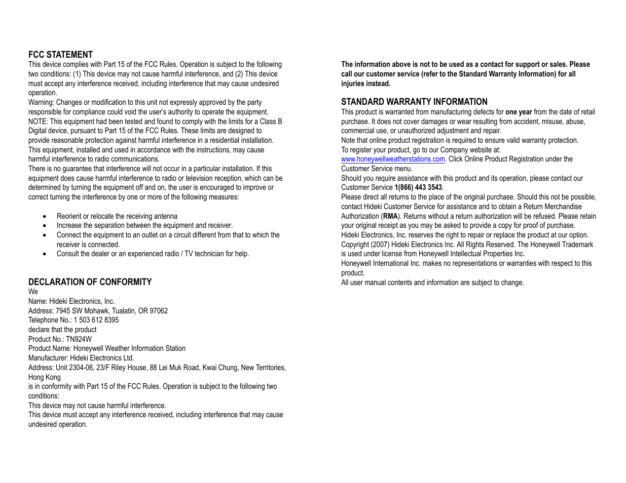 Honeywell TN924W User Manual | Page 28 / 28