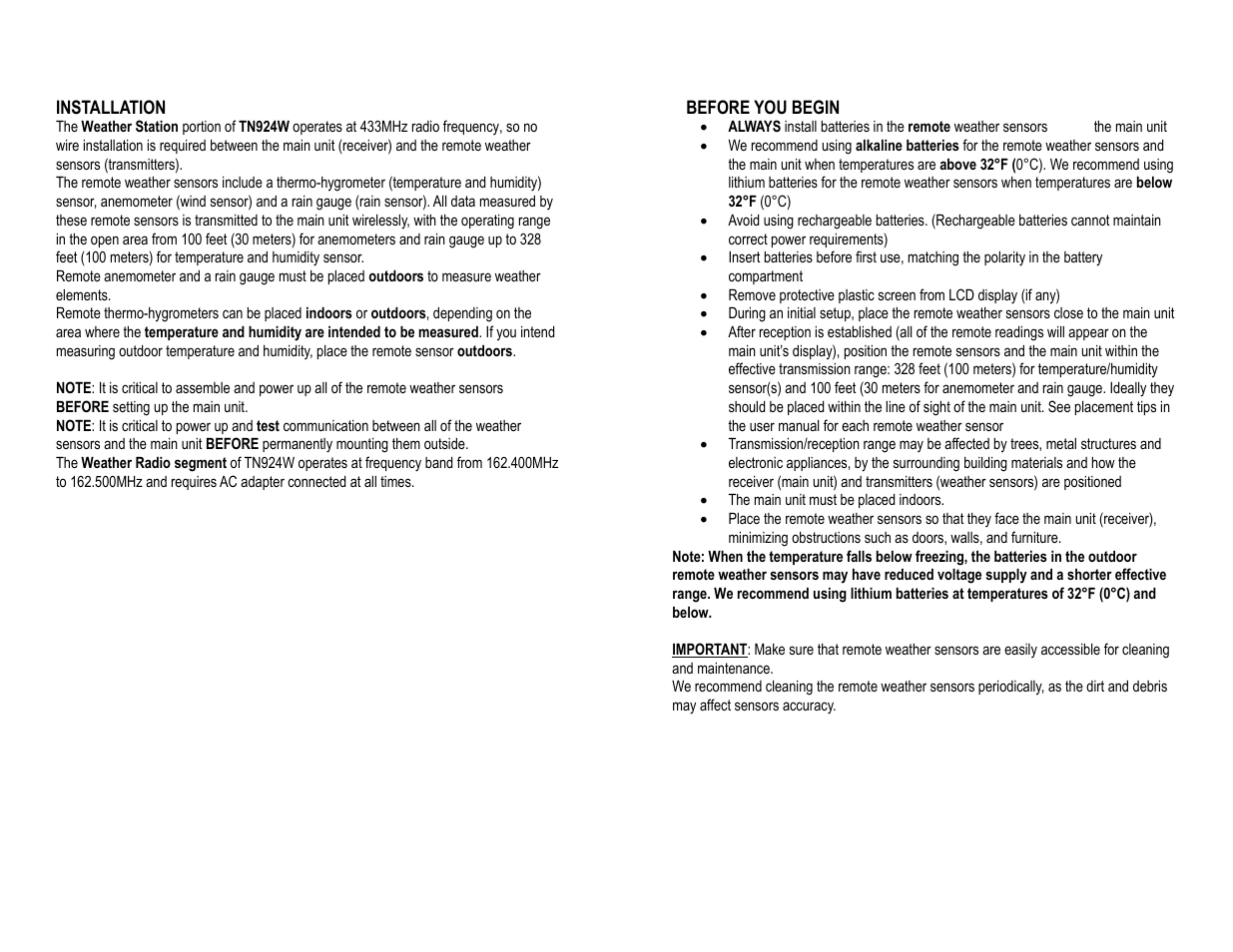 Honeywell TN924W User Manual | Page 3 / 28