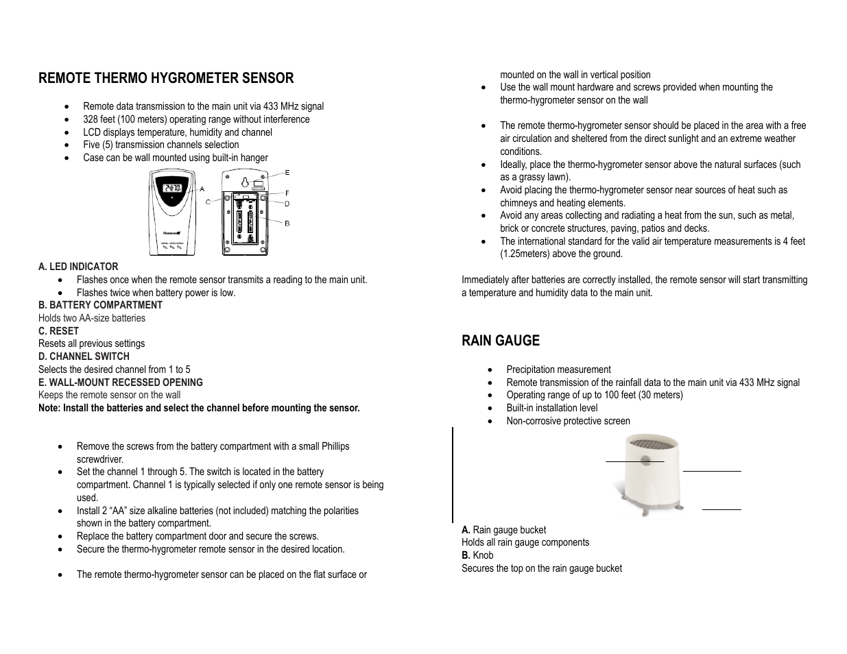 Honeywell TN924W User Manual | Page 4 / 28