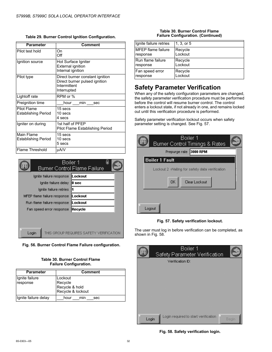 Safety parameter verification | Honeywell Local Operator Interface S7999B User Manual | Page 32 / 68