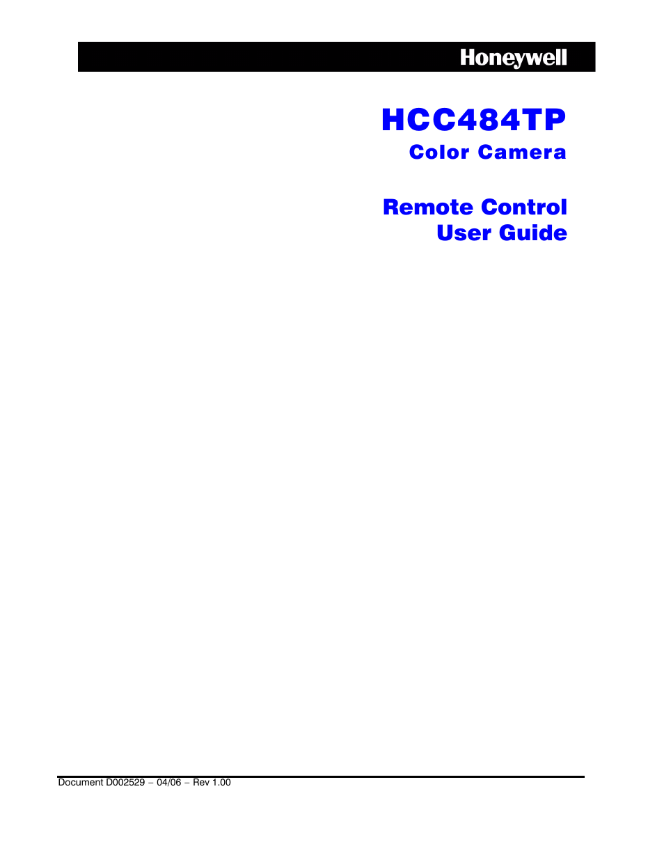 Honeywell Color Camera User Manual | 8 pages