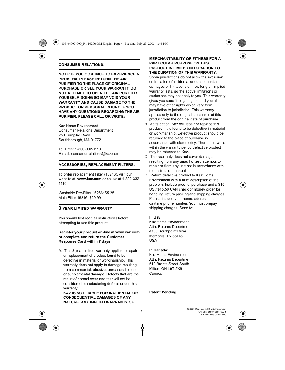 Honeywell 16200 User Manual | Page 4 / 12