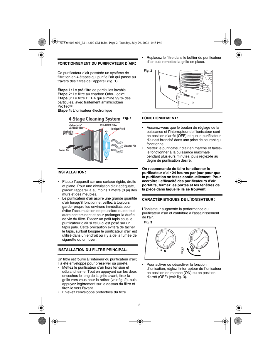 Stage cleaning system | Honeywell 16200 User Manual | Page 6 / 12