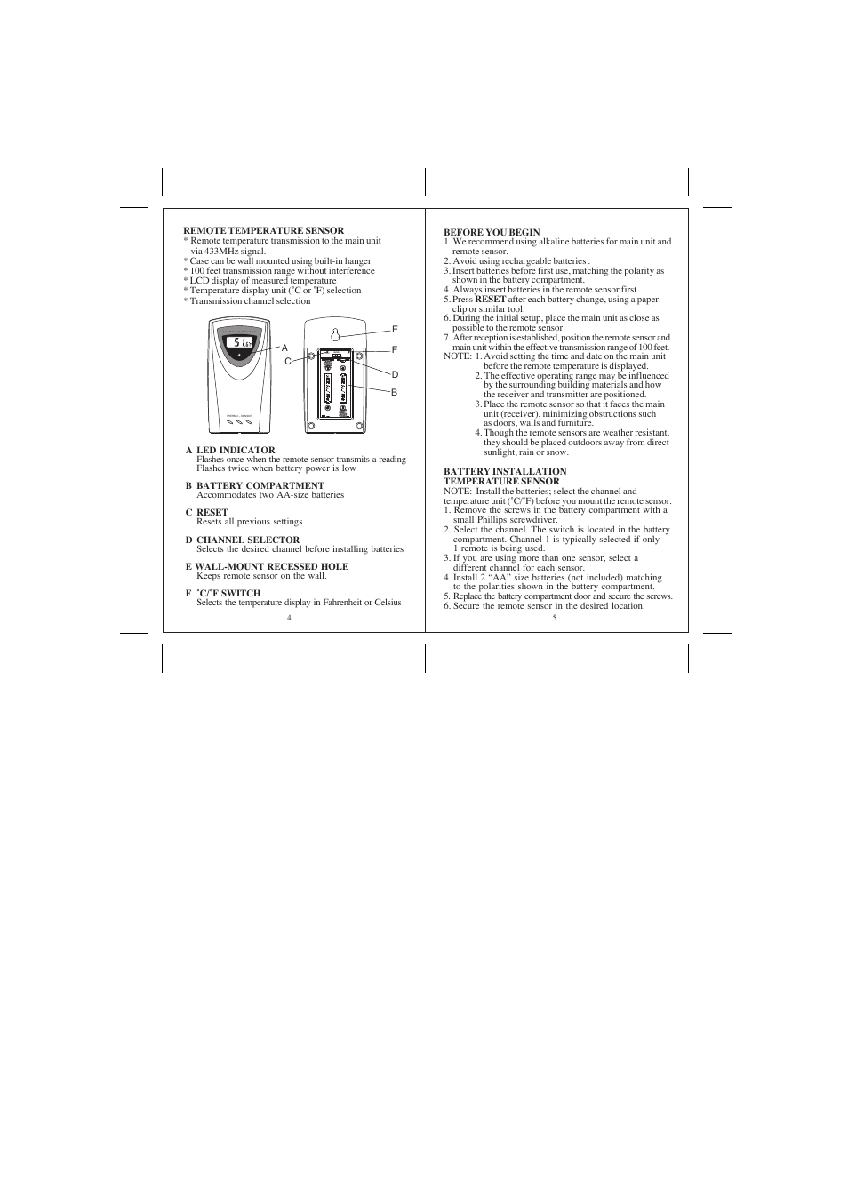 C/˚f channel 1 2 3 | Honeywell TE218ELW User Manual | Page 3 / 11
