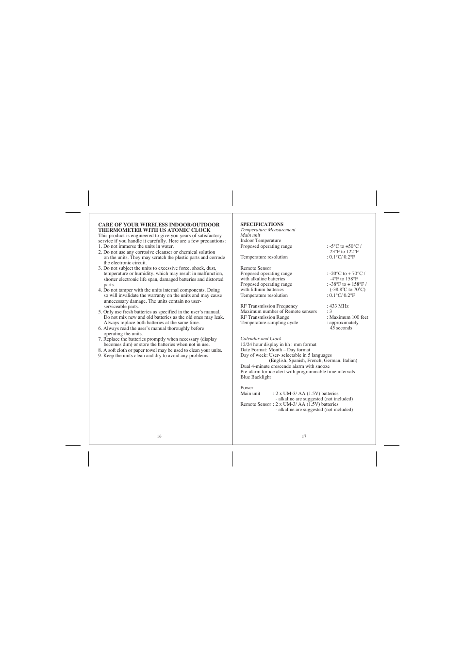 Honeywell TE218ELW User Manual | Page 9 / 11