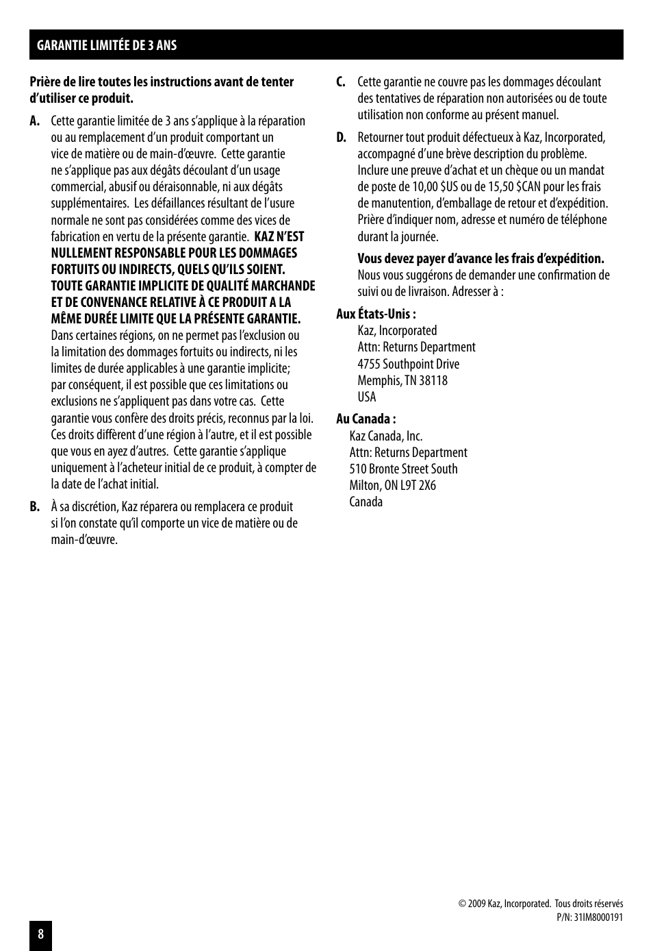 Honeywell ENERGY SMART HZ-7200 User Manual | Page 8 / 12