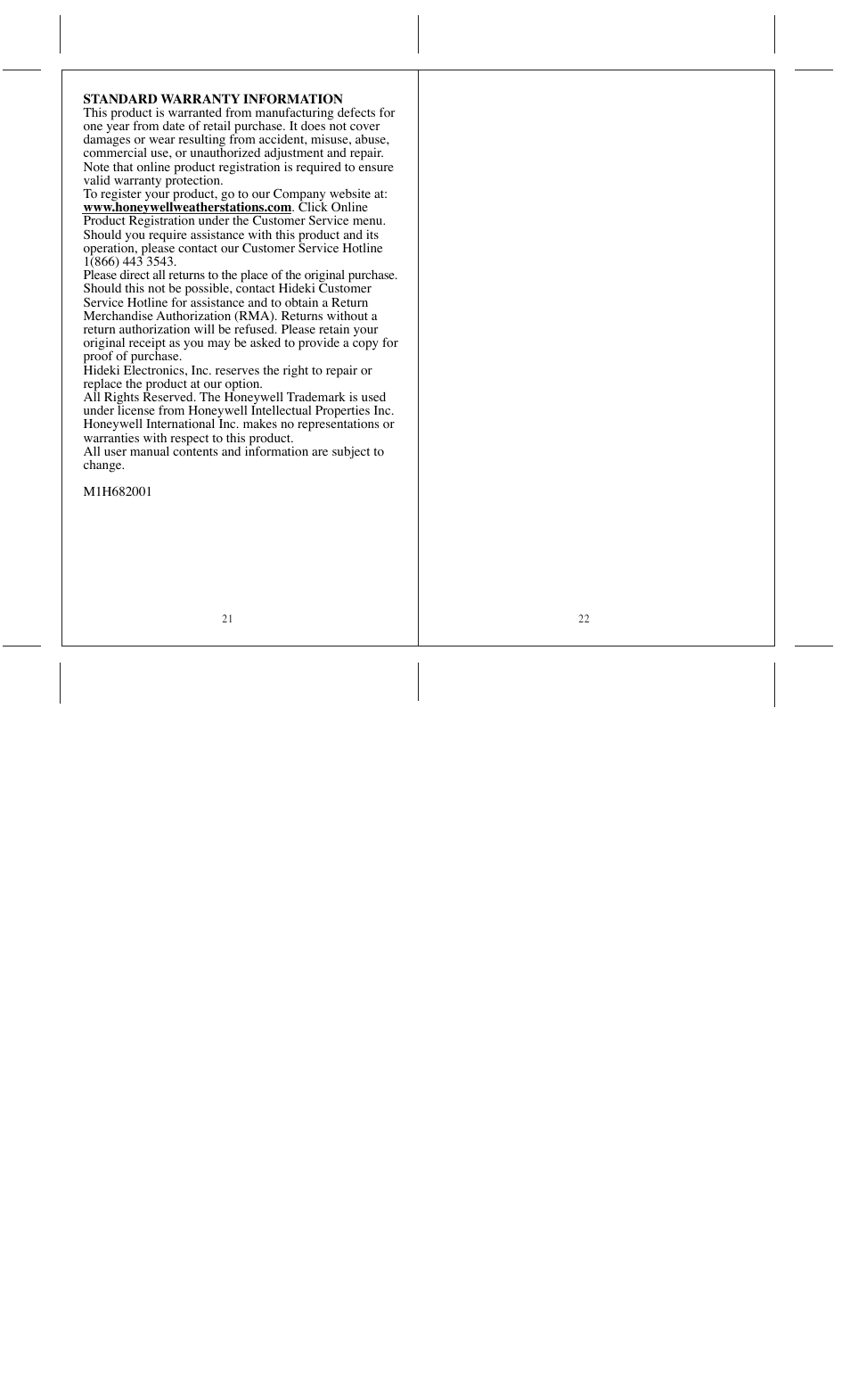 Honeywell TC682EL User Manual | Page 6 / 6