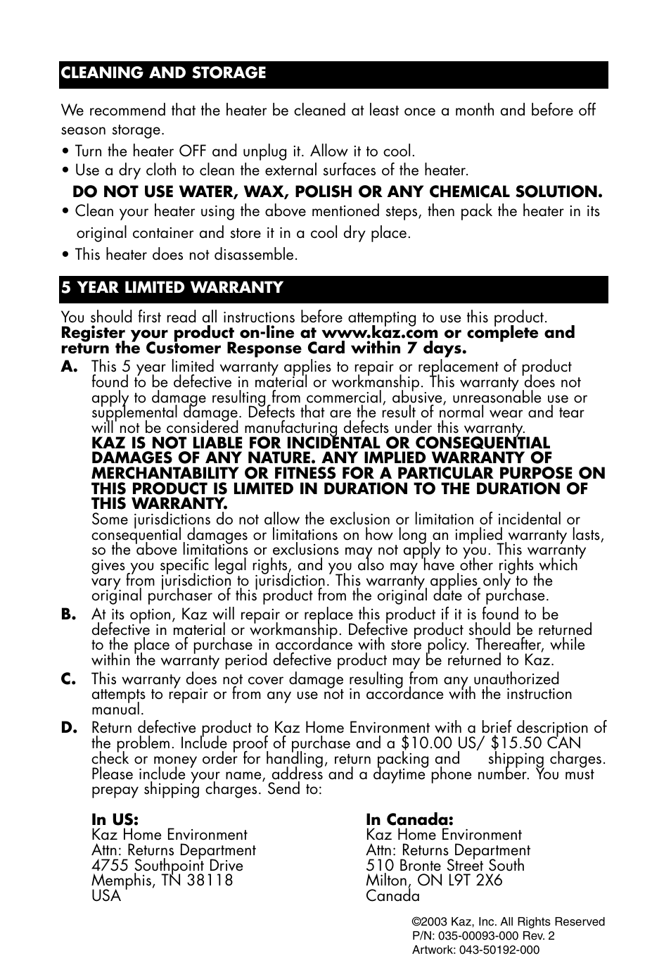 Honeywell HZ-2300 User Manual | Page 5 / 15