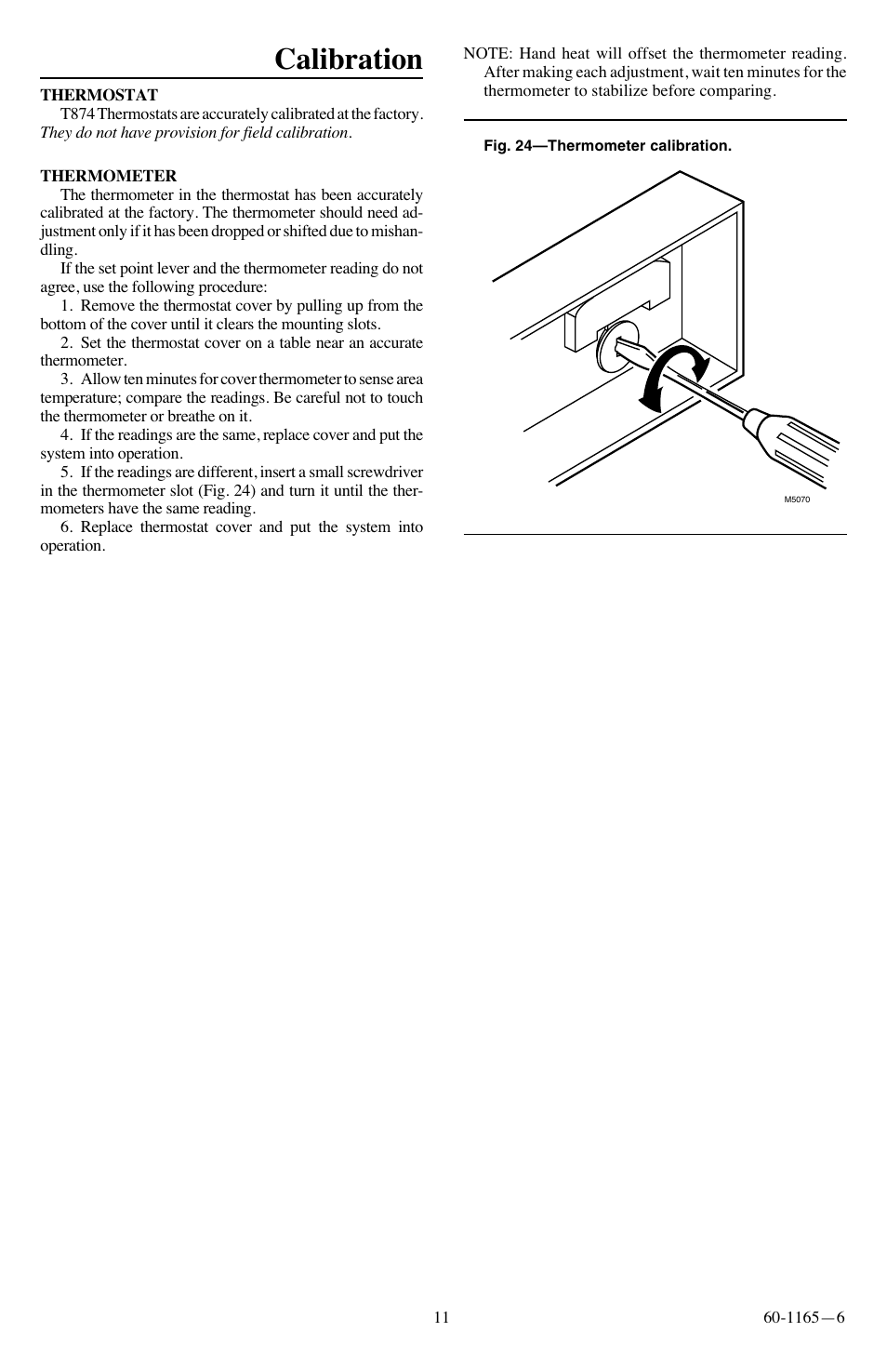 Calibration | Honeywell Q674A-E User Manual | Page 11 / 12