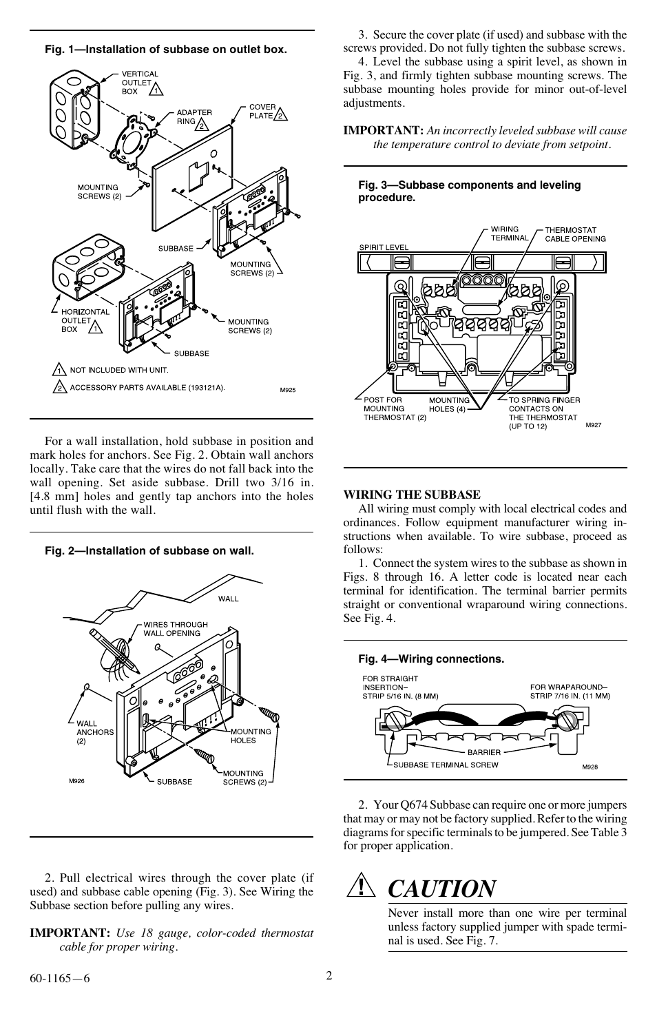 Caution | Honeywell Q674A-E User Manual | Page 2 / 12