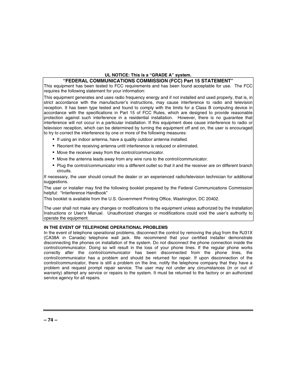 Honeywell VISTA-250BP User Manual | Page 74 / 80