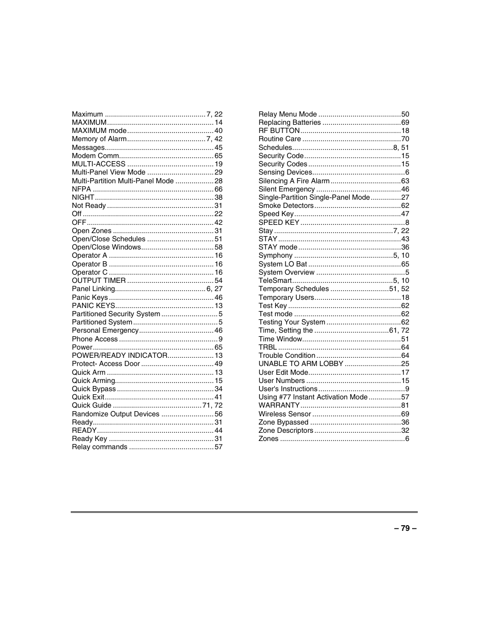 Honeywell VISTA-250BP User Manual | Page 79 / 80