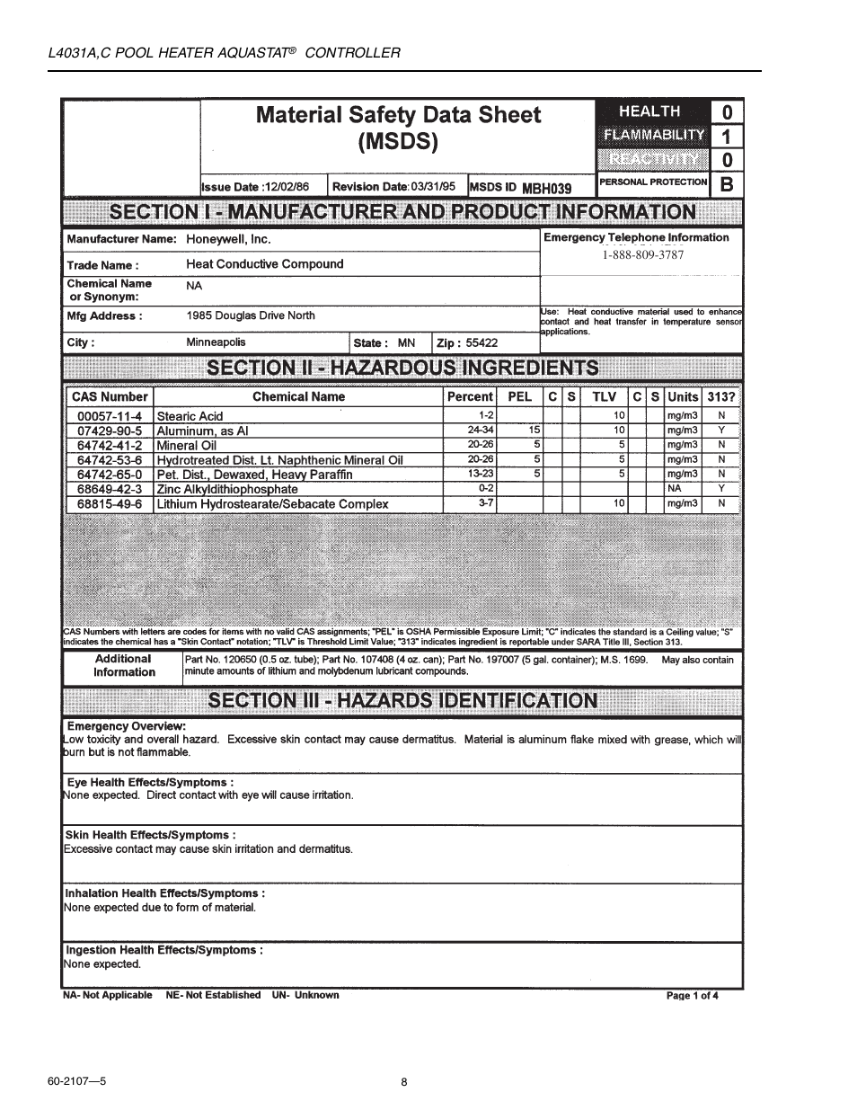 Honeywell L4031A User Manual | Page 8 / 12