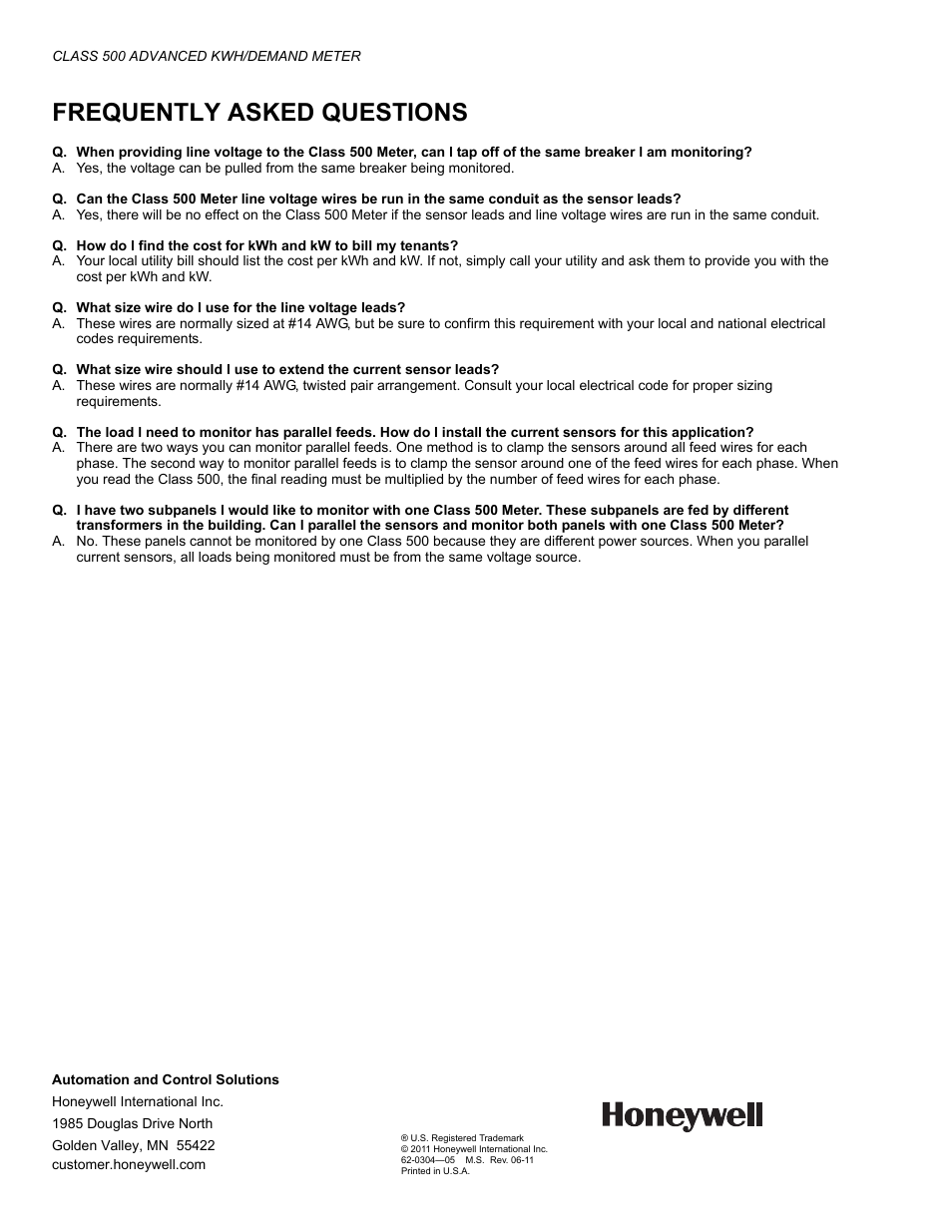 Frequently asked questions | Honeywell 500 User Manual | Page 16 / 16