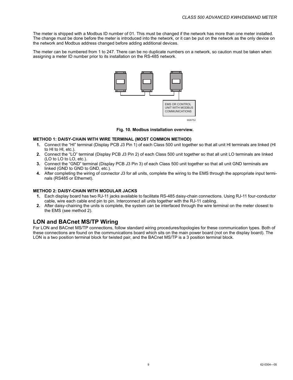 Lon and bacnet ms/tp wiring | Honeywell 500 User Manual | Page 9 / 16