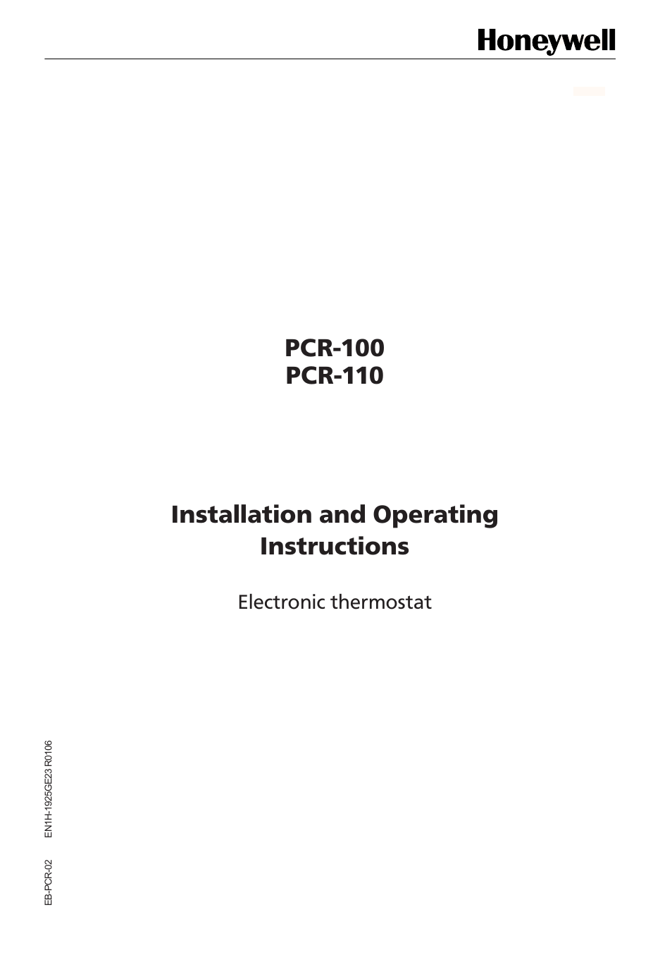 Honeywell PCR-110 User Manual | 16 pages