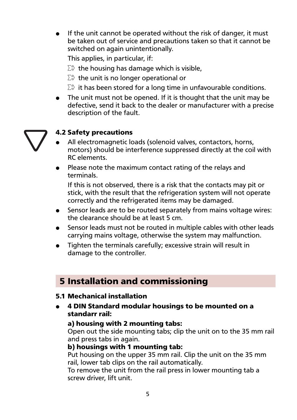5 installation and commissioning | Honeywell PCR-110 User Manual | Page 5 / 16