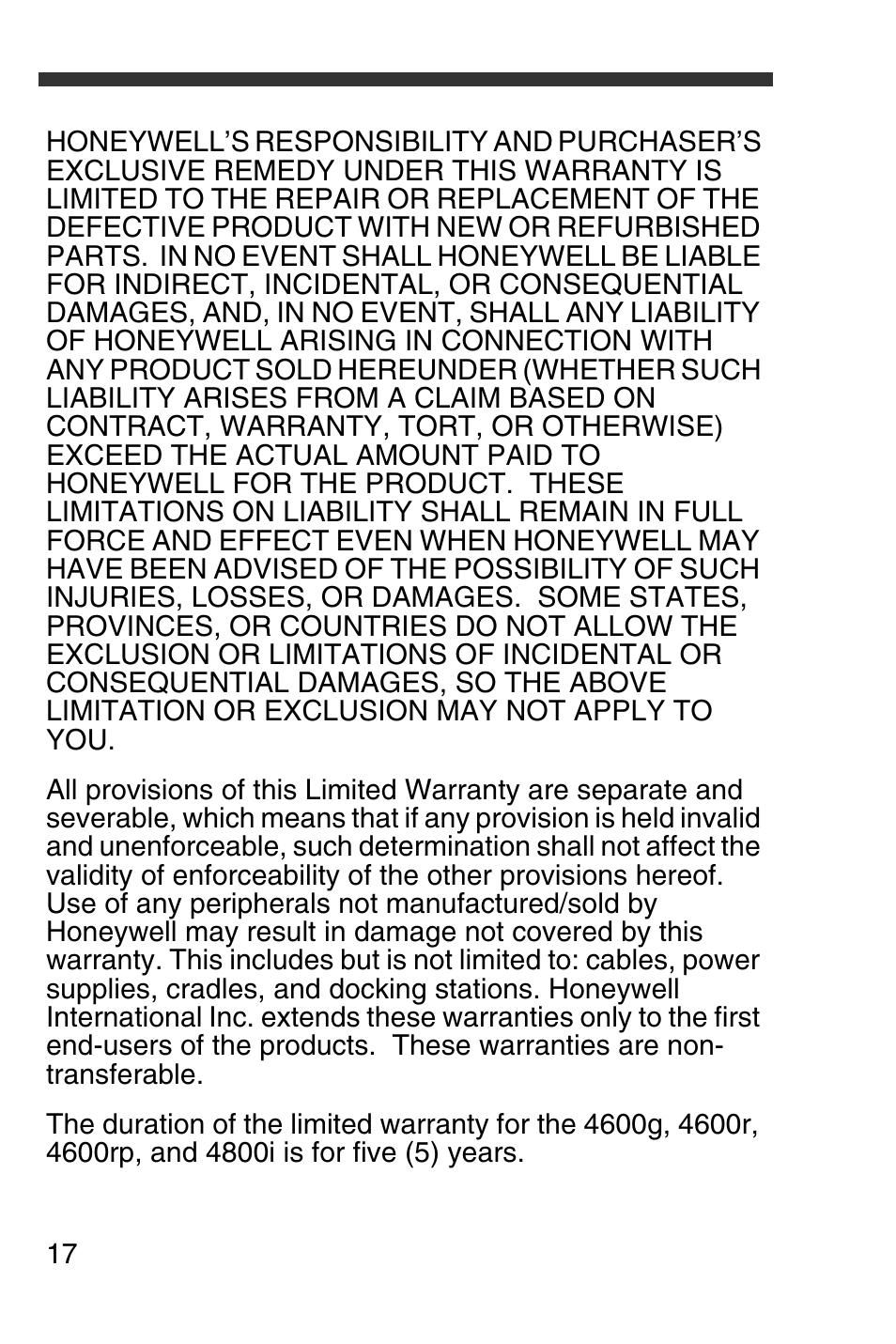 Honeywell 4600g User Manual | Page 18 / 20