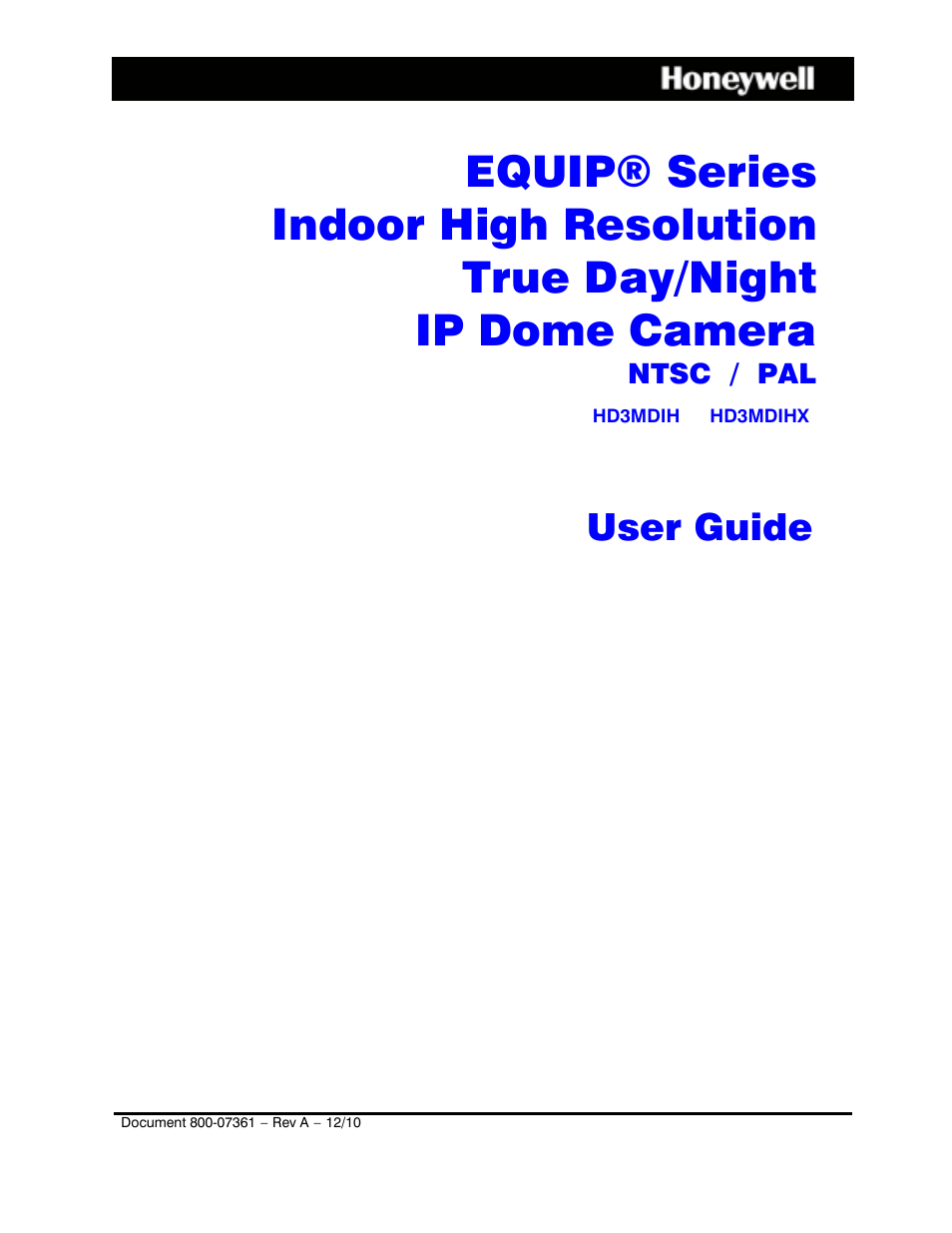 Honeywell EQUIP HD3MDIHX User Manual | 80 pages