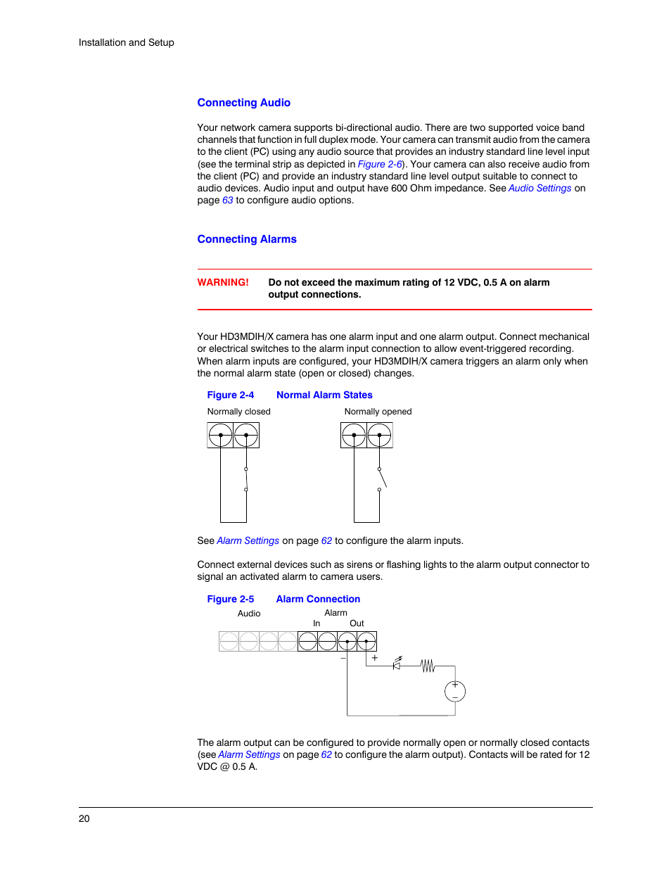 Figure 2-4, Normal alarm states, Figure 2-5 | Alarm connection | Honeywell EQUIP HD3MDIHX User Manual | Page 20 / 80