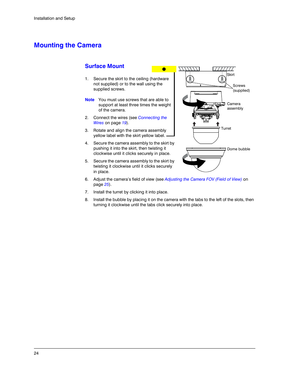 Mounting the camera, Surface mount | Honeywell EQUIP HD3MDIHX User Manual | Page 24 / 80