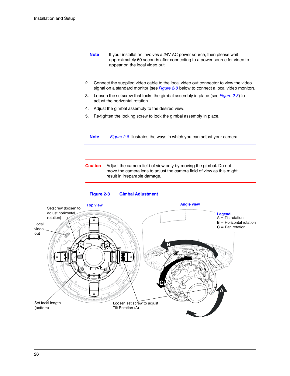 Angle view, Figure 2-8, Gimbal adjustment | Honeywell EQUIP HD3MDIHX User Manual | Page 26 / 80