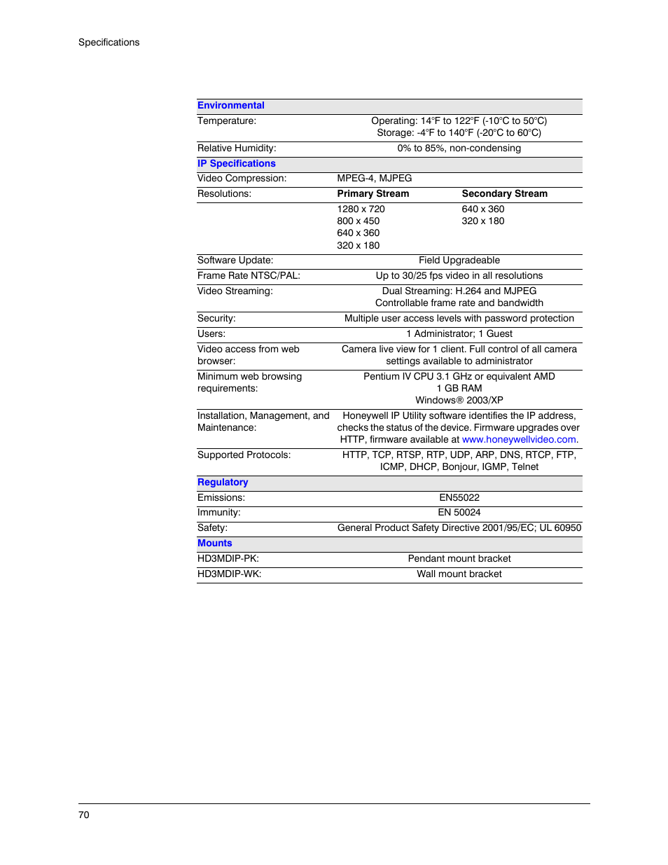 Honeywell EQUIP HD3MDIHX User Manual | Page 70 / 80