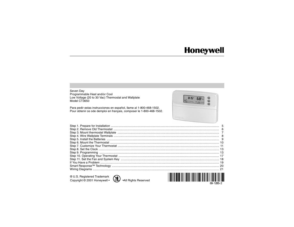 Honeywell CT3650 User Manual | 24 pages