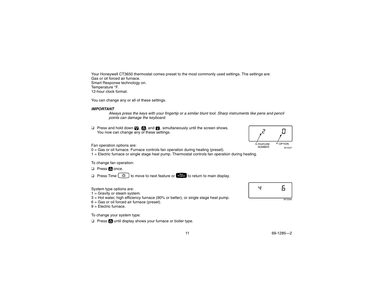 Step 7. customize your thermostat | Honeywell CT3650 User Manual | Page 11 / 24