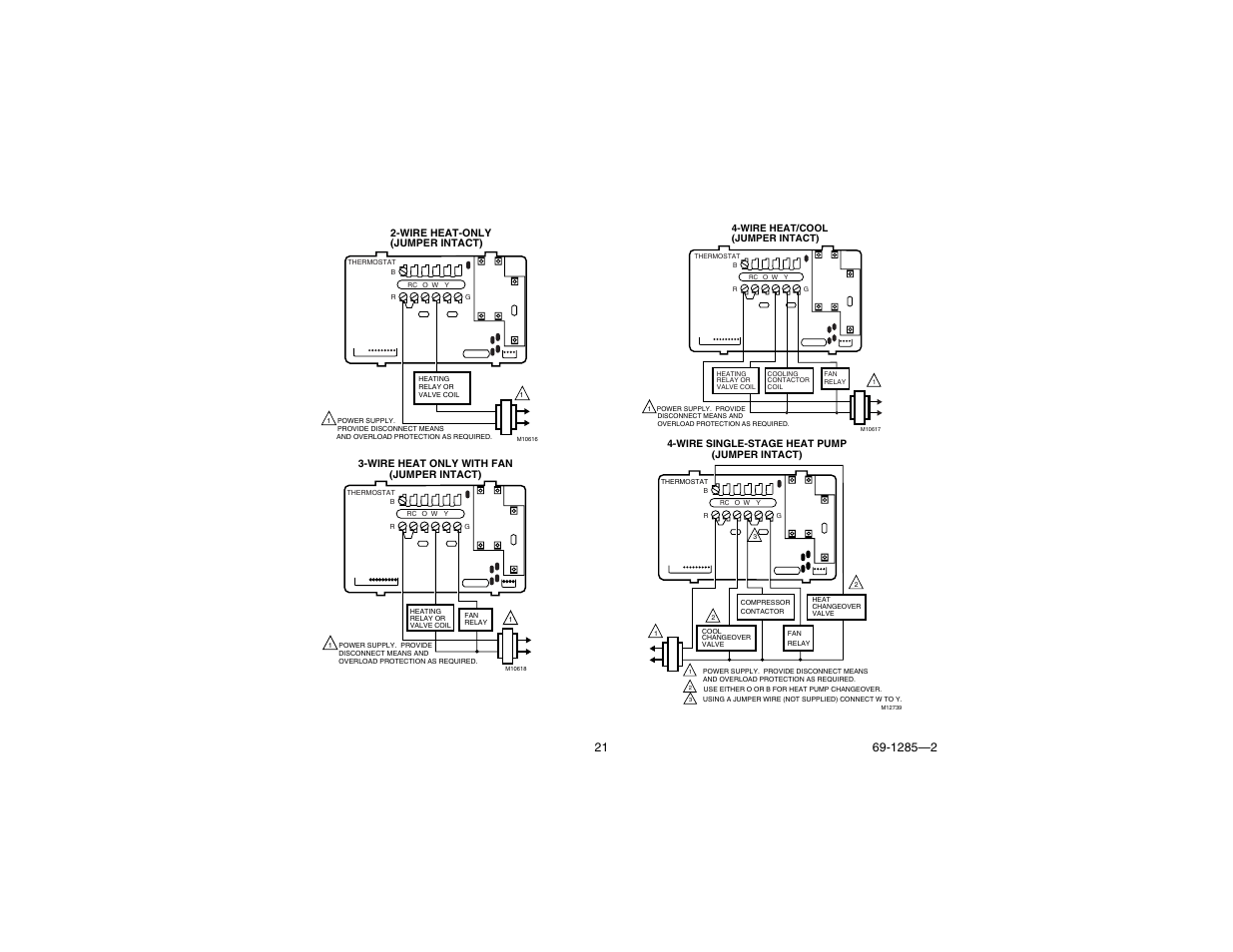 Wiring diagrams | Honeywell CT3650 User Manual | Page 21 / 24