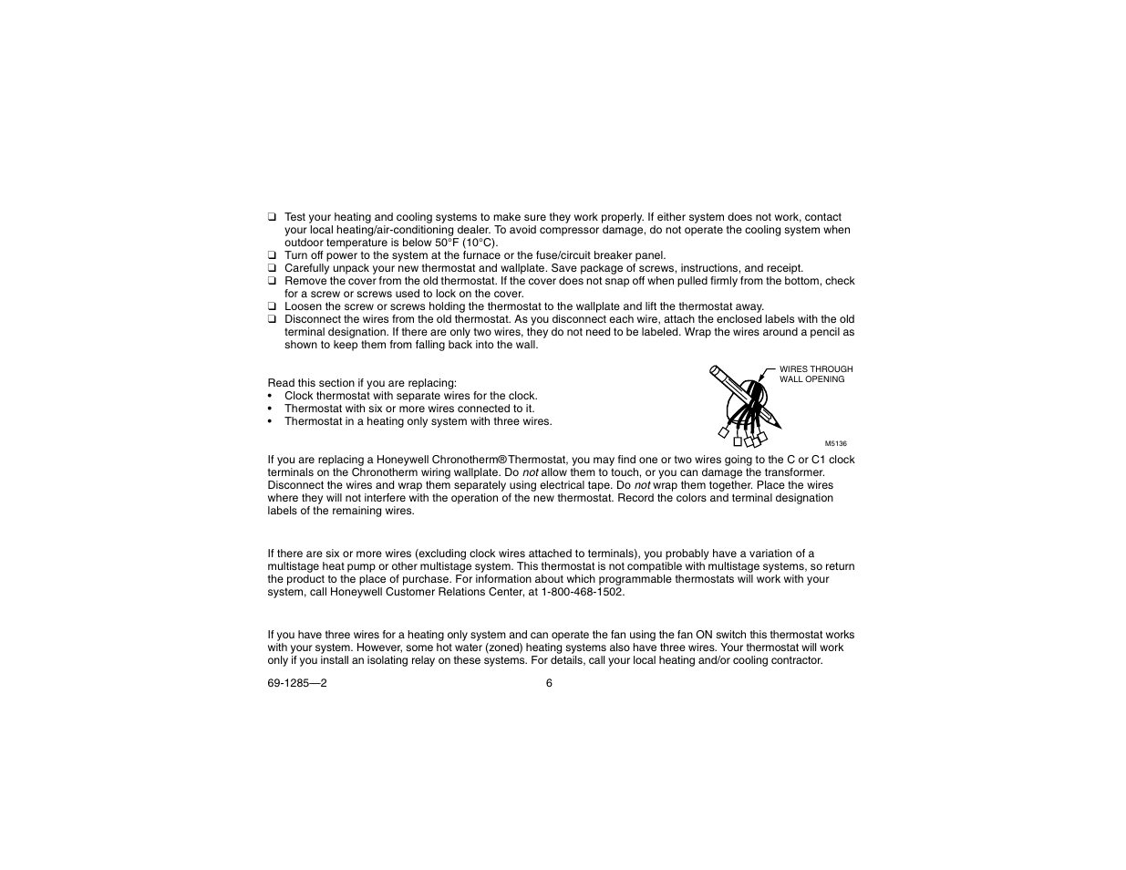 Step 2. remove old thermostat | Honeywell CT3650 User Manual | Page 6 / 24