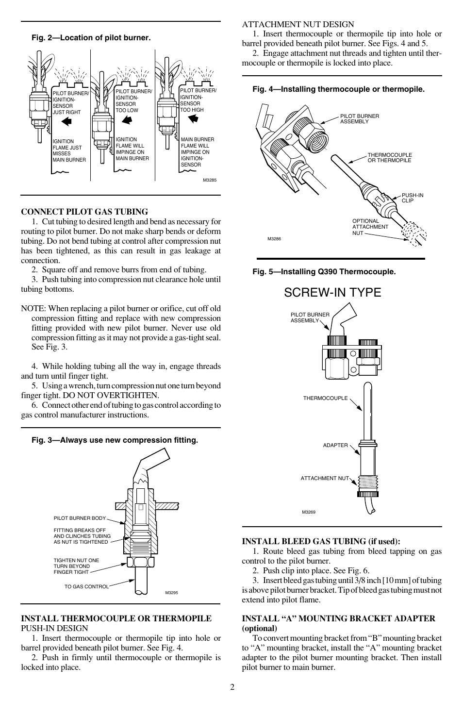 Screw-in type | Honeywell TRADELINE Q314 User Manual | Page 2 / 8