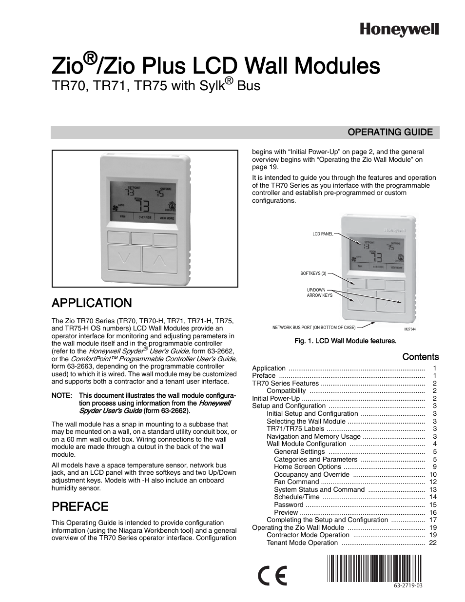 Honeywell ZIO TR71-H User Manual | 24 pages