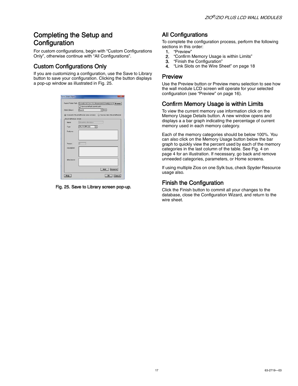 Completing the setup and configuration, Custom configurations only, All configurations | Preview, Finish the configuration | Honeywell ZIO TR71-H User Manual | Page 17 / 24