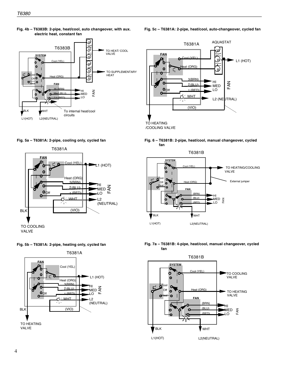 T6380, T6381a, T6383b | Honeywell T6380 User Manual | Page 4 / 6