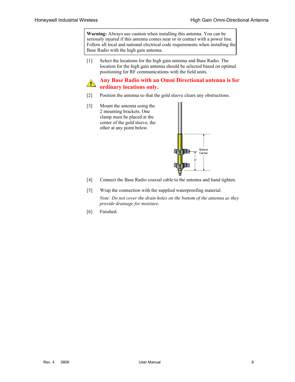 Honeywell High Gain Omni Directional Antenna User Manual | Page 12 / 16