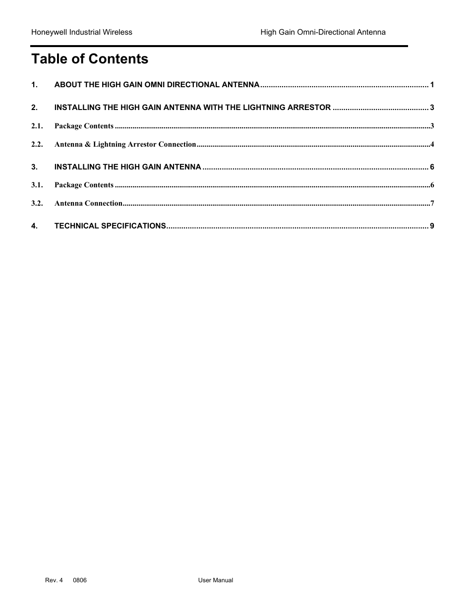 Honeywell High Gain Omni Directional Antenna User Manual | Page 3 / 16