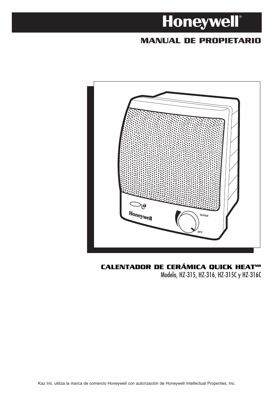 Manual de propietario, Calentador de cerámica quick heat | Honeywell HZ-316 User Manual | Page 11 / 15