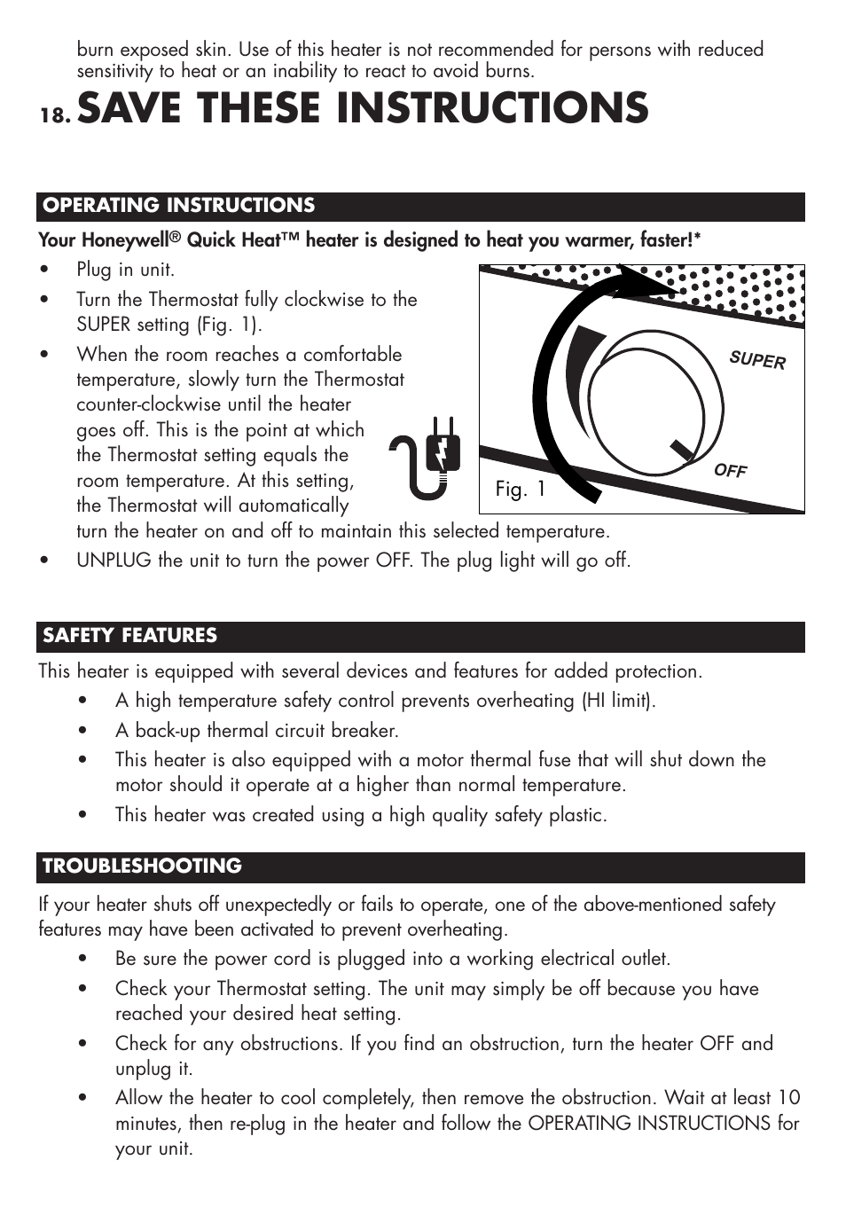 Save these instructions | Honeywell HZ-316 User Manual | Page 3 / 15