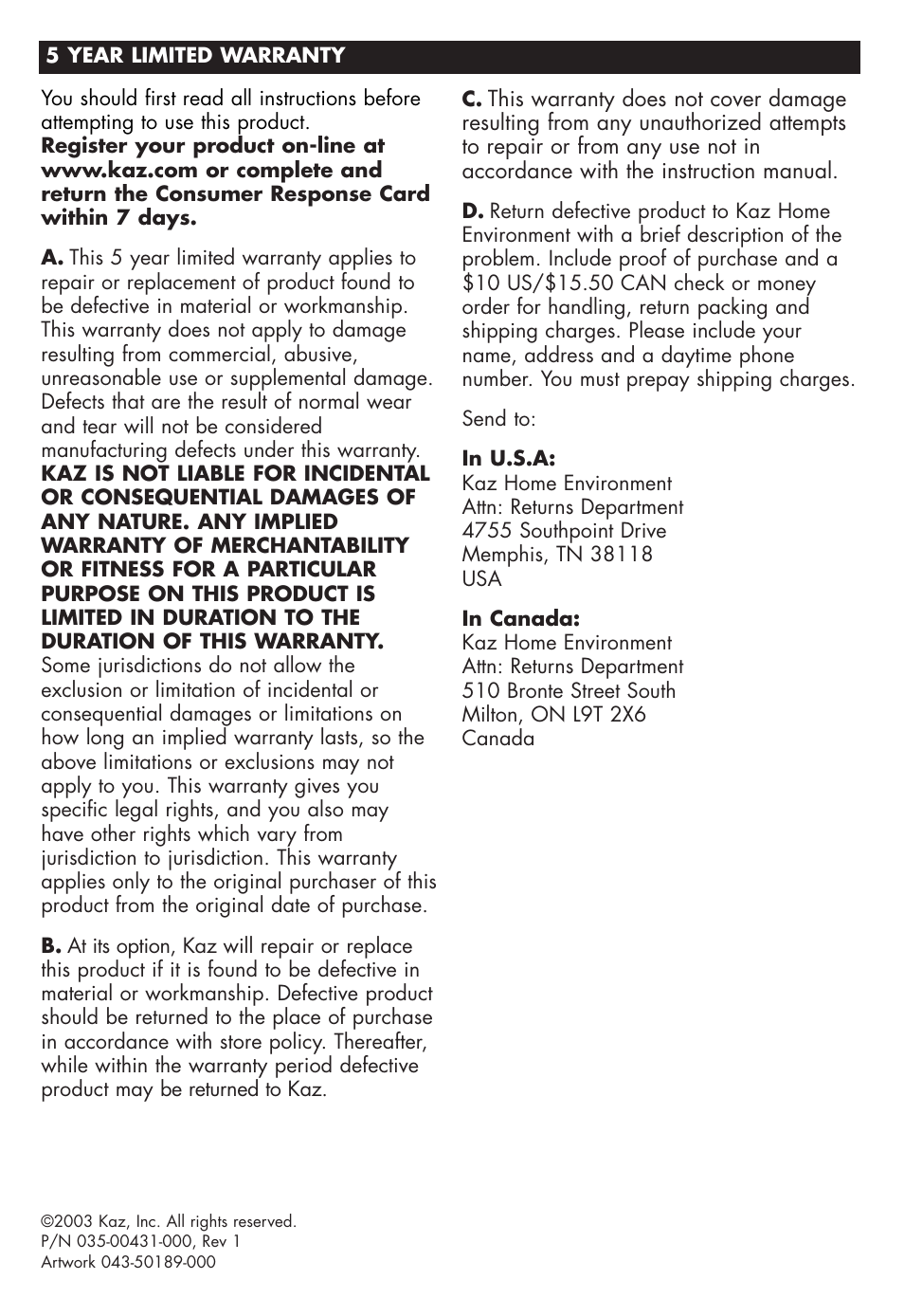 Honeywell HZ-316 User Manual | Page 5 / 15